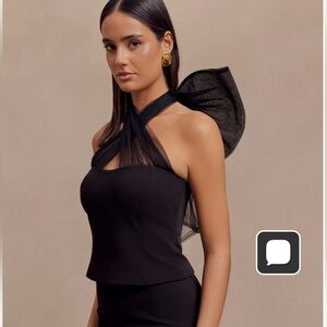 Meshki Black Halter Top with Bow Detail